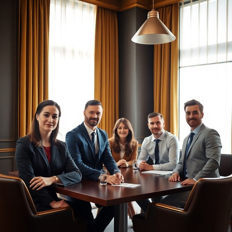 Echipa de consultanți fiscali AdvisoryStudio într-o sală de întâlniri în tonuri de antracit și auriu